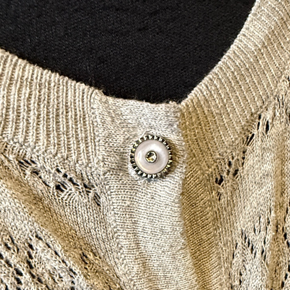 B14 Women’s Elegant Gray Button-Up Cardigan - Picture 3 of 5